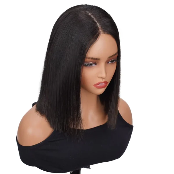 180nsity Raw Human Hair 2×6 Lace Closure Bob Wig Deep Part Bone Straight Wigs