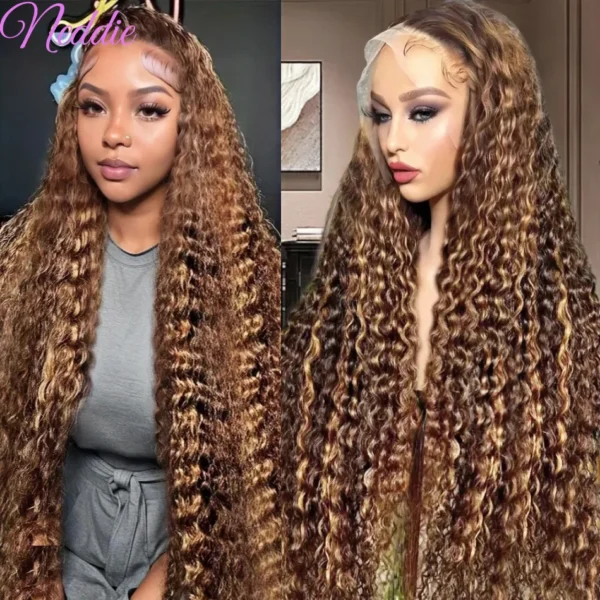 13x4 13x6 Deep Curly HD Lace Frontal Wig Transparent 350 ginger Curly Lace Front Wigs Deep Wave Human Hair Wigs