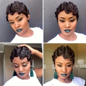 Short Human Hair Wigs Pixie Cut Straight perruque bresillienne for Black Women Machine Made Wigs With Bangs Cheap No Lace Wig