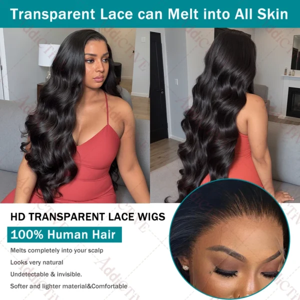 220% 13x6 HD 40 Inches Body Water Wave Transparent Lace Front Human Hair Wigs 13x4 Lace Frontal Wig Brazilian Remy Hair Wig - Image 5