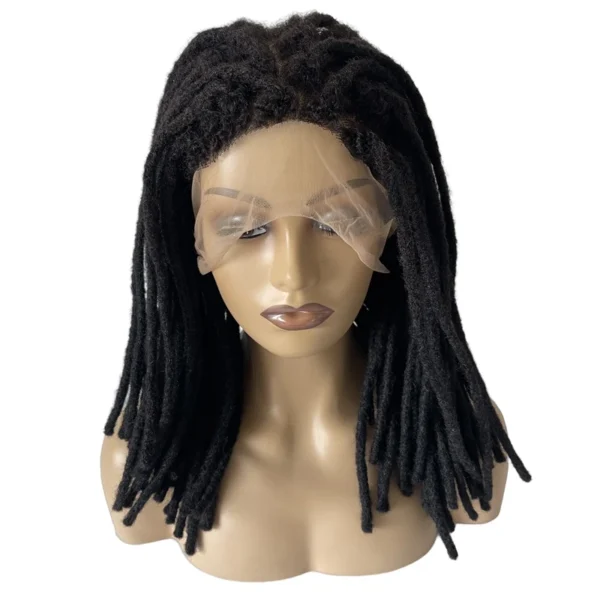 18 inches European Virgin Human Hair Black Color 180% Density Dreadlocks Full Lace Wigs for Black Woman - Image 2